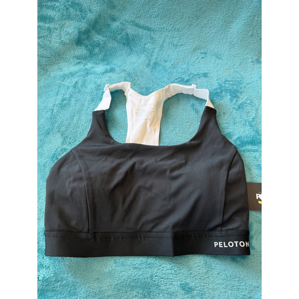 Peloton Womens Black White Adjustable Racerback Sports Bra Size S NWT